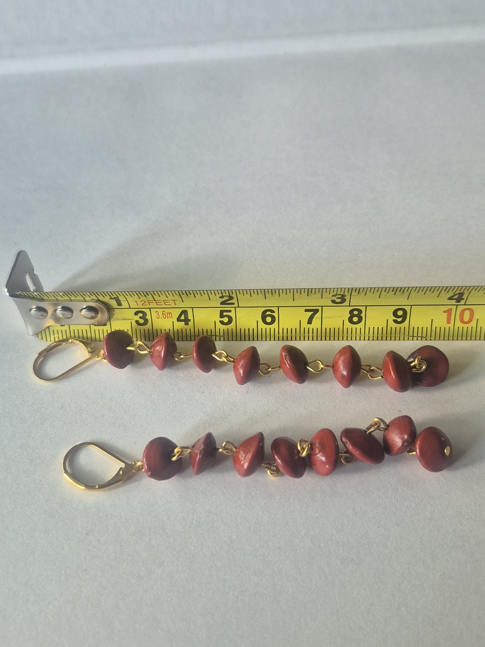 Gold-Tone Long Brown Bead Real Seeds Drop Earrings - Picture 5 of 5